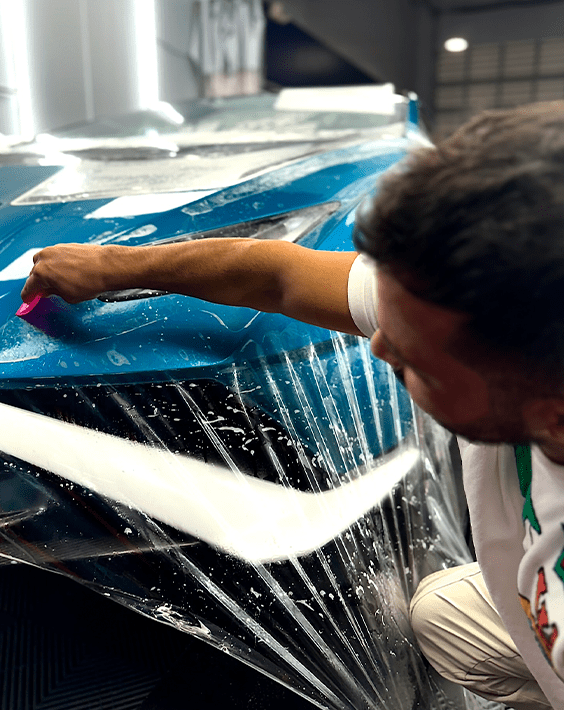 Paint protection film (PPF) installation on Lamborghini Aventador SVJ at Wrap Royale in Orlando FL for premium exotic car protection