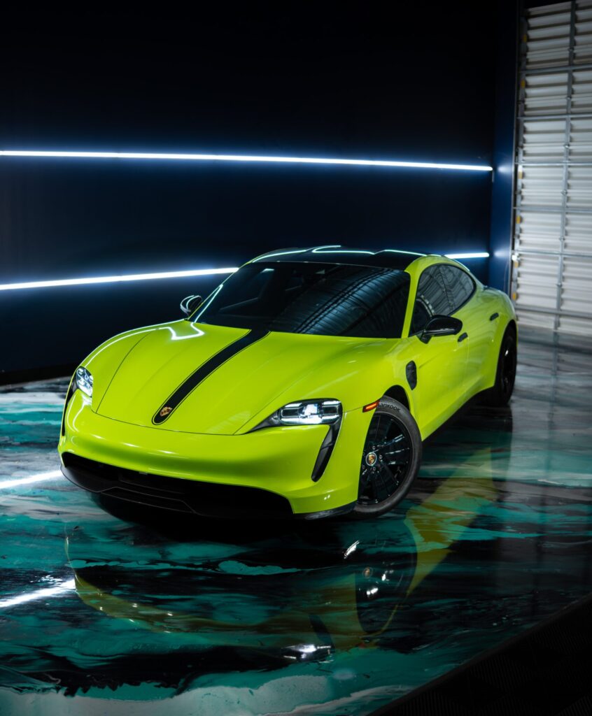 porsche taycan bright yellow wrap